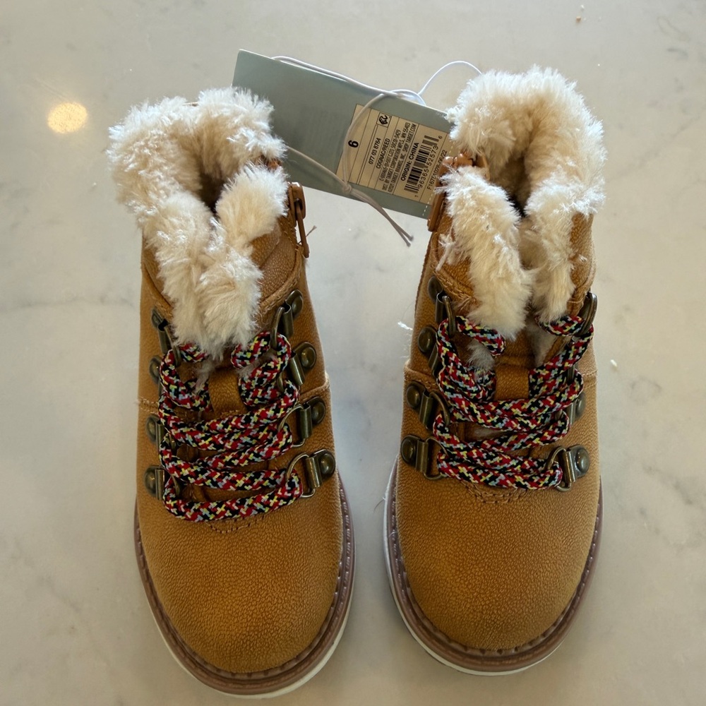 Toddler Boys' Reed Zipper Slip Combat Boots - Cat & Jack Leather size 6 New NWT